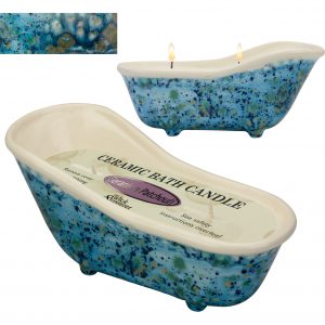 9067 On A Wick And A Prayer Victorian Bath Tub Candle Blue Geranium And Patchouli