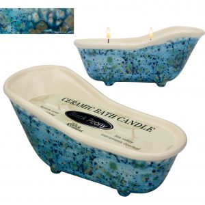 On a Wick and a Prayer Victorian Bath Tub Candles - Blue