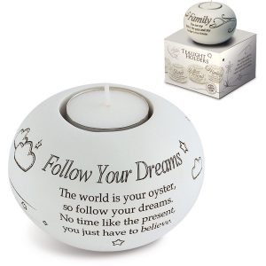 7325 Said With Sentiment Tea Light Holder Follow Your Dreams